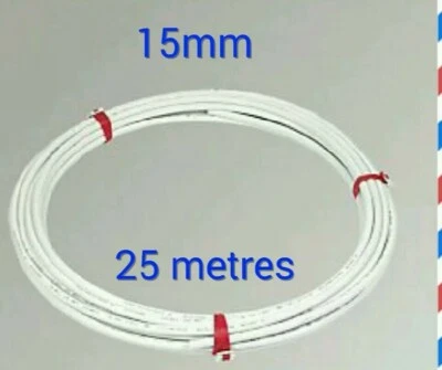 25m x 15mm PEX barrier pipe coil. White plumbing pipe pushfit flexible