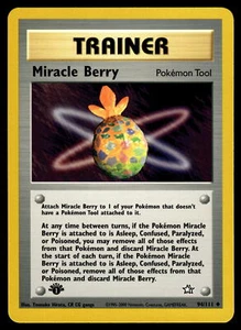 First Edition Miracle Berry #094/111 Neo Genesis Pokemon Near Mint or Better - Picture 1 of 2