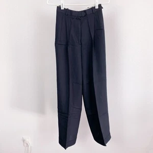 Christian Dior Boutique Paris Viscose Linen Wide Leg High Waist Navy Pants 6 - Picture 1 of 7