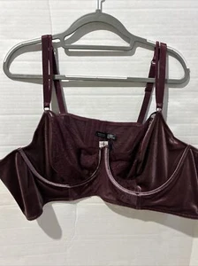Nuevo con etiquetas Sujetador Torrid Curve Longline Terciopelo Encaje Ribete Púrpura Talla 6 Borgoña - Imagen 1 de 13