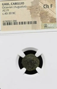 Octavian Augustus. AE14, 40-30 B.C. Cabellio Gaul. Roman Imperatorial. NGC Ch F - Picture 1 of 2