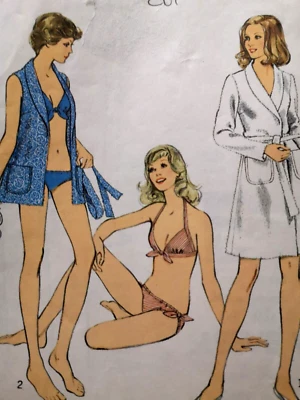 STYLE 4633 VINTAGE 1970 SEWING PATTERN bikini dressing robe beach top swimwear - Image 1 of 4