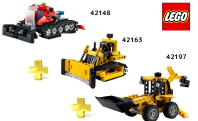 LEGO Technic Ski Resort Snowplow +Heavy Duty Bulldozer + Backhoe Loader Set of 3 - Image 1 of 4