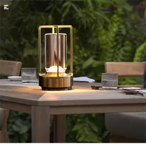 Portable Metal Table Lamp for Indoor/Outdoor ,Rechargeable Cordless LED Lamp, 3- - Picture 1 of 7