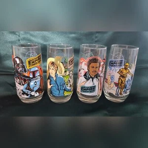 Vintage Burger King Star Wars Werbe Trinkgläser 1980 Komplettset (4) - Bild 1 von 10