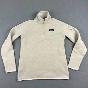 Patagonia Better Sweater Womens Large 1/4 Zip Pullover Off White Fleece Outdoors - Picture 1 of 10