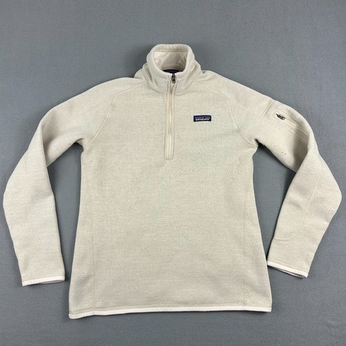 OFF WHITE Patagonia Better maglione donna grande 1 4 zip pullover bianco sporco pile outdoor