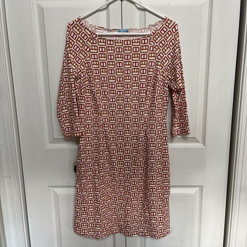 VETEMENTS Abito donna J. McLaughlin Catalina arancione bianco rosso cintura fibbia design taglia S