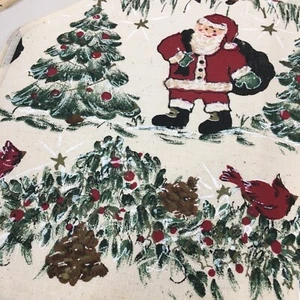 4 Fabric Christmas Placemats Santa Christmas Trees Hand Painted Printed - Picture 1 of 9