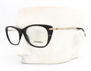 Chanel 3295B 1489 Eyeglasses Glasses Black Gray Blue Mix w/ Crystals 53mm