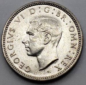 ◇Neuwertig SF◇1943, Six Pence, 0,5 Silber, George VI., ungefähr unzirkuliert, (AU) - Bild 1 von 9