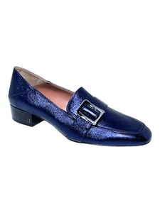 Bally Janelle 6217721 Ladies Metal Ink Loafers Leather MSRP $870 - Picture 1 of 7