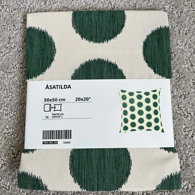 Ikea Christmas Green Dot Pillow Cover 20x20 Natural Cotton Asatilda  - Image 1 of 2
