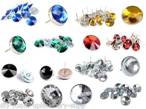 Diamond Diamante Crystal Upholstery buttons nails Headboards sofas chairs stools - Picture 1 of 14