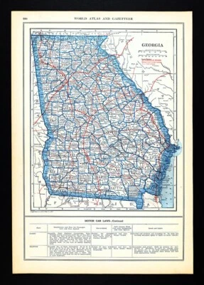 Mapa de ruta automático 1919 Georgia Atlanta Atenas Savannah Macon Columbus Roma Augusta Foto 1 de 4