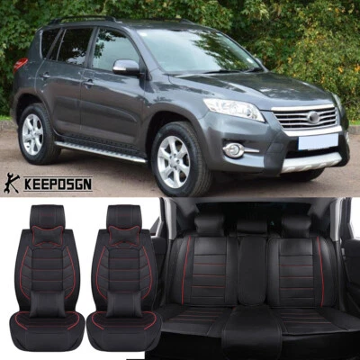 For Toyota RAV4 2001-2012 PU Leather Full Set Front Rear 5 Seat Cover Cushion - Image 1 of 4