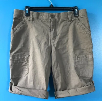 Shorts Cato Feminino Marrom Cargo Clássico Tamanho 6, Bolsos, Bainha Ajustável - Imagem 1 de 4