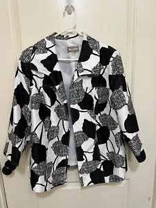 Tanjay Damen Schwarz & Weiß Gemustert 3/4 Arm Ohne Verschluss Blazer Gr. 18W - Bild 1 von 2