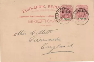TRANSVAAL/REPÚBLICA SUDAFRICANA/GUERRA BÓER: Postal a Inglaterra Germiston 1901. - Imagen 1 de 2