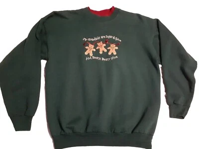 Christmas Green Sweatshirt Vintage  MC Energy Sportswear Size MEDIUM  - Image 1 of 4
