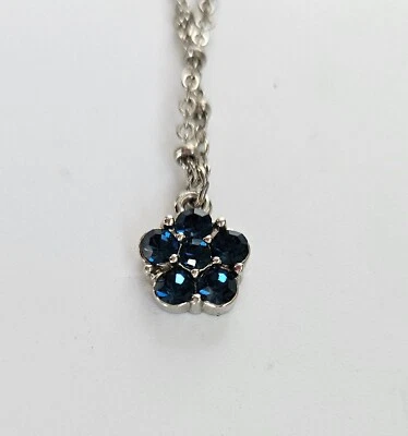 1928 JEWELRY PETITE SWEET FLOWER CRYSTAL PENDANT NECKLACE 16" 2028 Collection - Image 1 of 4