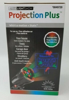 Christmas LIGHT SHOW PROJECTION PLUS WHIRL-A-MOTION+STATIC NORTH POLE NEW! - Image 1 of 2