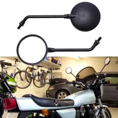 Black Fits Kawasaki KLR650 KLR 250 650 4" Rearview Round Side Mirrors Long Stem. - Image 1 of 4