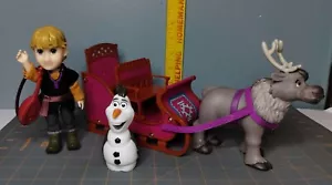 Rare Disney Frozen Sled with 6" Kristoff, Sven! and Olaf - Picture 1 of 6