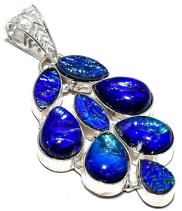 Triplets Fire Opal Gemstone Handmade 925 Sterling Silver Jewelry Pendant 2.10"