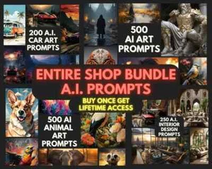 11000+ AI ART Prompts Entire Shop Bundle - Picture 1 of 7