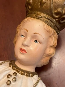 Estatua de tiza vintage INFANTE DE PRAGA 17" CMM cristiana católica oración grande - Imagen 1 de 14
