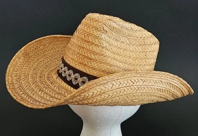 Vintage YA Straw Hat Mens M 7-7 1/8 Cowboy Western Hat Beach Rafting Tubing - Image 1 of 4