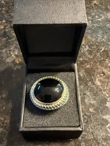 Black Onyx DSMK Stainless Steel Oval Solitaire Size 9 Ring - Picture 1 of 6