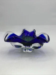 CHRIBSKA SOMMERSO ART GLASS BOWL JOSEF HOSPODKA BLUE GREEN CZECH (SN) - Picture 1 of 24