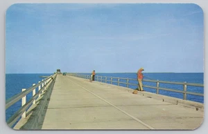 Angeln auf Übersee Highway in Key West Florida um 1950 Postkarte - Bild 1 von 2