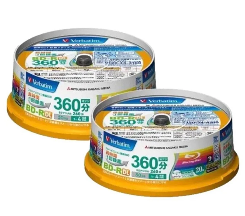 Verbatim Blu-ray Disc 20 Spindle 50GB 1-4X Speed 2BOX SET Blank Media BD-R - Image 1 of 1