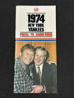 New York Yankees 1974 Prensa Radio/TV Media Guide Mickey Mantle Thurman Munson Foto 1 de 2