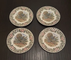 Queens Myott Factory Thanksgiving (4) Dinner Plates  Turkey 10" Churchill - Picture 1 of 8