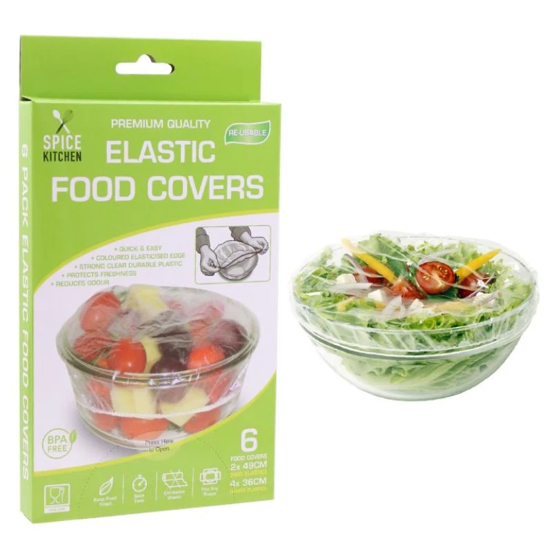 6 Pack Elastic Food Cover Plastic Bowl Plate BBQ Picnic Covers Durable Reusable - image 1 of 1
