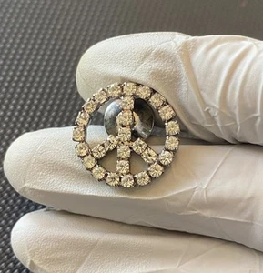 Vintage Rhinestone Crystal Peace Symbol anti-war activist Sign Lapel Hat Pin - Picture 1 of 2
