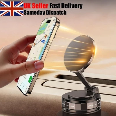 Foldable Vacuum Magnetic Car Phone Holder 360° Rotating Suction Cup Phone Mount - Image 1 of 4