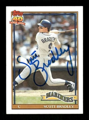 1991 Topps Baseball 38 Scott Bradley signed auto autograph  BXCP49 - Image 1 of 2