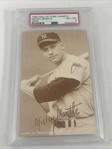 1980 Hall of Fame Exhibits Mickey Mantle Sepia NY Yankees GRADO PSA 8 POP 21 - Foto 1 di 5