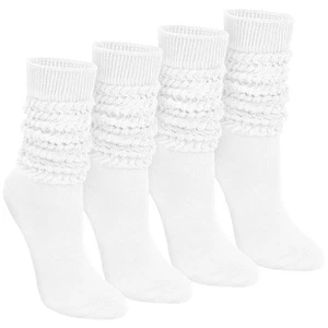 4 Pairs Slouchy Socks for Women Slouch Scrunch Boot Long Knee High Knit Tube ... - Picture 1 of 6