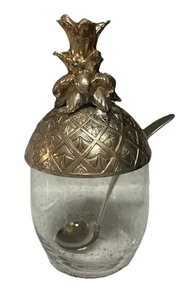Tarro de cristal de piña de latón 12 de colección, mcm, hollywood regency, Raro. Precioso - Imagen 1 de 2