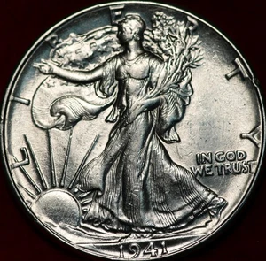Uncirculated 1941 Philadelphia Mint Silver Walking Liberty Half - Picture 1 of 2