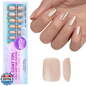 BTArtboxnails Cat Eye XCOATTIPS - Soft Gel Square Nail Tips, Glitter Press On - Picture 1 of 5