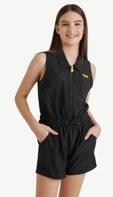 Mameluco Justice Girls PAC-MAN Talla Pequeña (7-8) Negro Cremallera Frontal Cordón Cintura  Foto 1 de 4