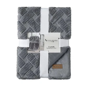 Koolaburra By UGG Crystelle Textured Faux Fur Throw 50" x 70" Wild Dove MSRP $67 - Picture 1 of 5