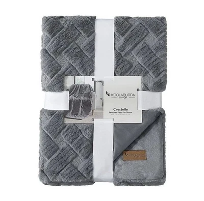 Koolaburra By UGG Crystelle Textured Faux Fur Throw 50" x 70" Wild Dove MSRP $67 - Image 1 of 4